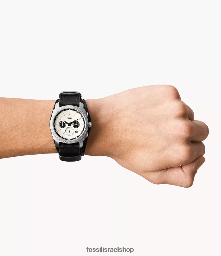 Fossil גברים מכונה כרונוגרף שעון עור לייטהייד L8J0B61458 שעון שָׁחוֹר