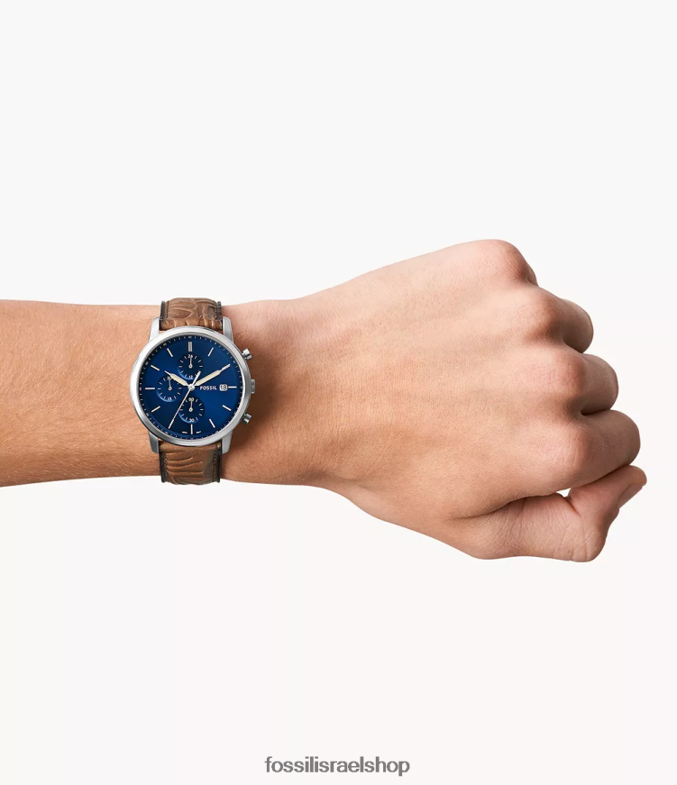 Fossil גברים שעון עור כרונוגרף מינימליסטי מעור L8J0B61595 שעון לְהִשְׁתַזֵף