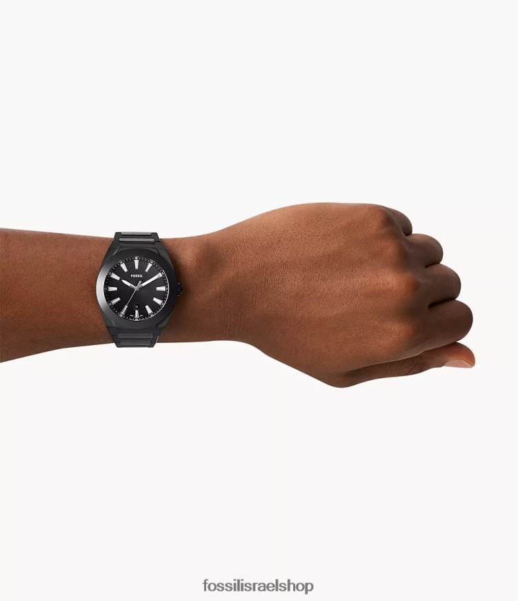 Fossil גברים שעון קרמי תלת ידיים של אוורט L8J0B61600 שעון שָׁחוֹר