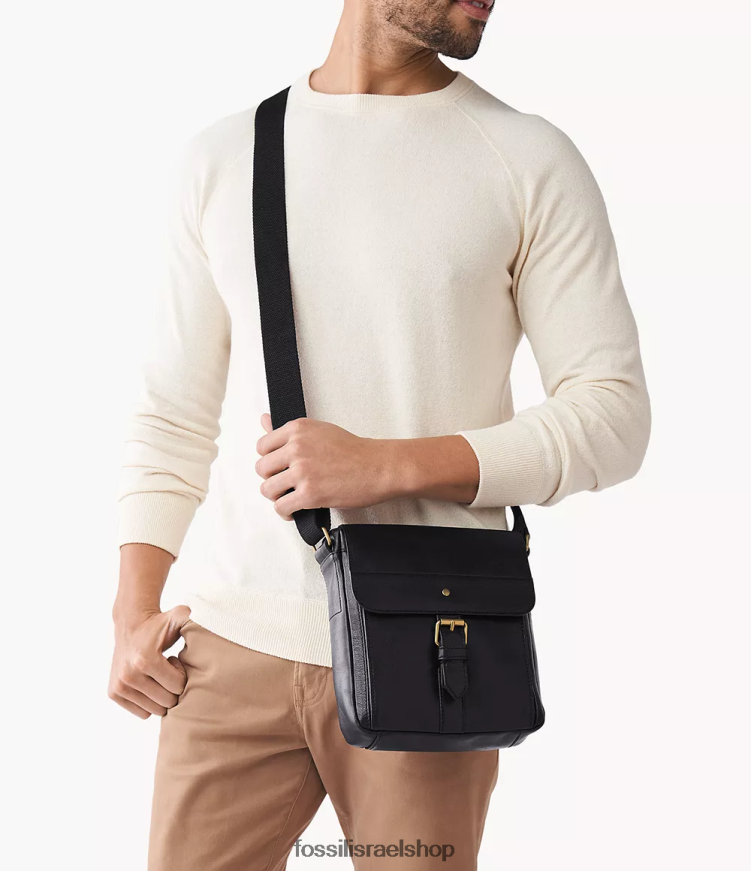 Fossil גברים מייל שליח L8J0B61654 תיק שָׁחוֹר