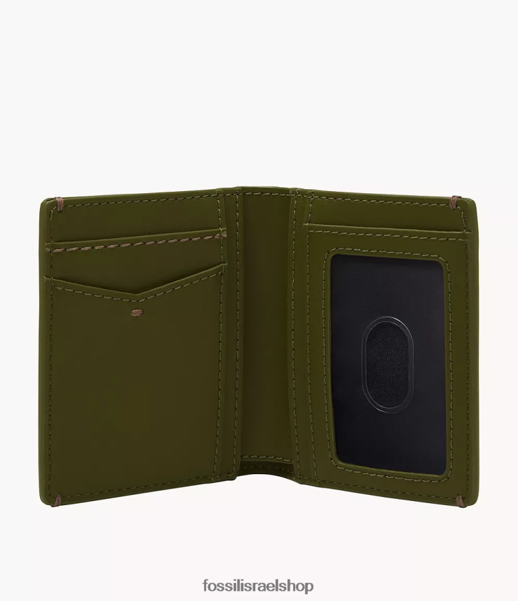Fossil גברים ארנק כיס קדמי מעור קקטוס ג'ושוע L8J0B61680 ארנק ירוק