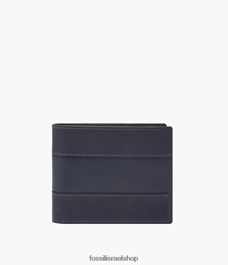 Fossil גברים אוורט כיס מטבעות גדול דו-צדדי L8J0B61695 ארנק חיל הים