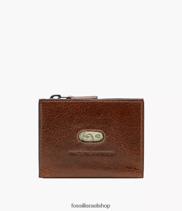 Fossil גברים נרתיק רוכסן כרטיס אנדרו L8J0B61730 ארנק קוניאק