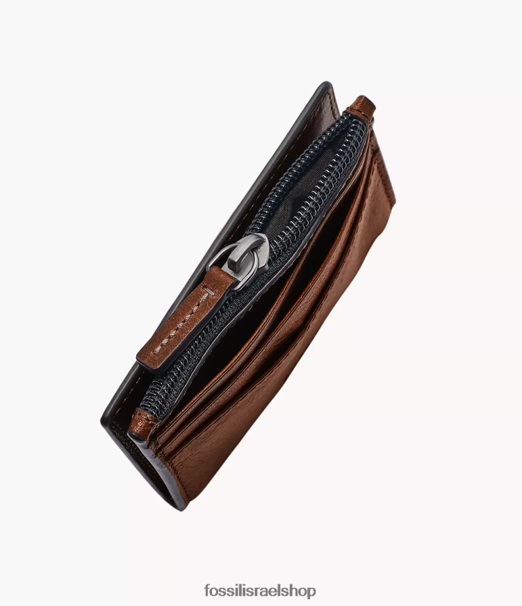 Fossil גברים נרתיק רוכסן כרטיס אנדרו L8J0B61730 ארנק קוניאק