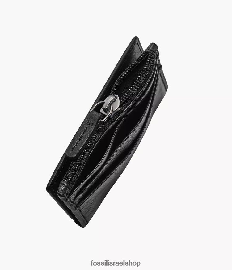 Fossil גברים נרתיק רוכסן כרטיס אנדרו L8J0B61736 ארנק שָׁחוֹר
