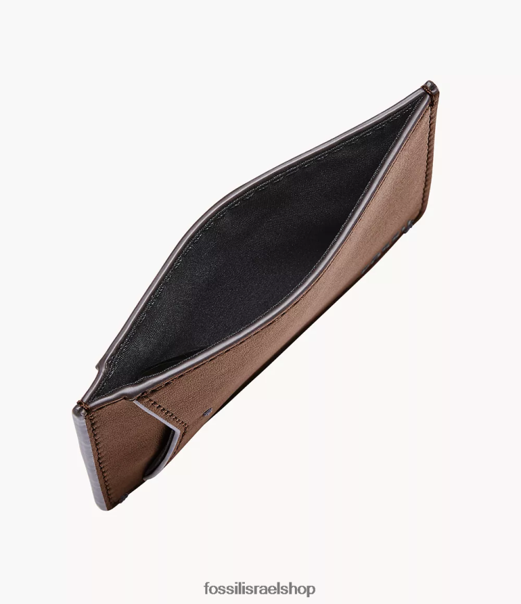 Fossil גברים נרתיק כרטיס עור ג'ושוע קקטוס L8J0B61737 ארנק חום