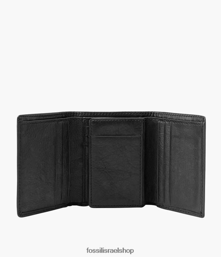 Fossil גברים אינגרם משולשת L8J0B61758 ארנק שָׁחוֹר