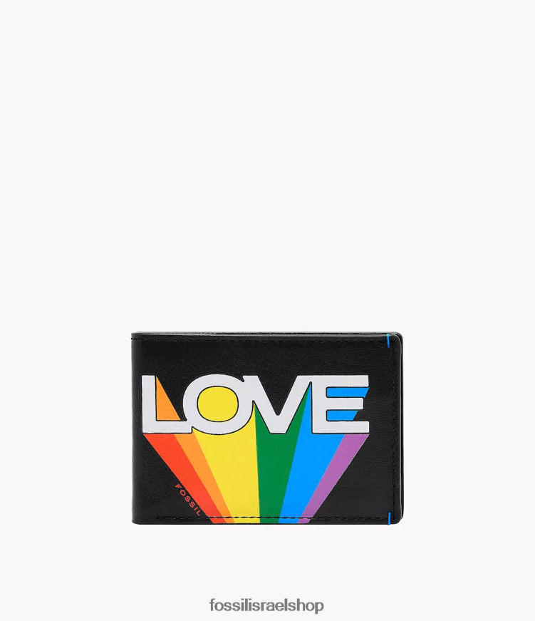 Fossil גברים במהדורה מוגבלת כיס קדמי ברונזון גאווה דו-צדדי L8J0B61795 ארנק שָׁחוֹר