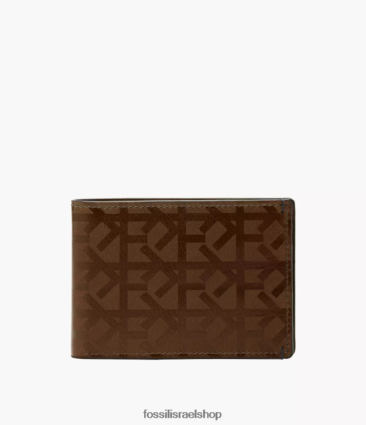 Fossil גברים כיס קדמי של ברונזון דו-צדדי L8J0B61819 ארנק חום