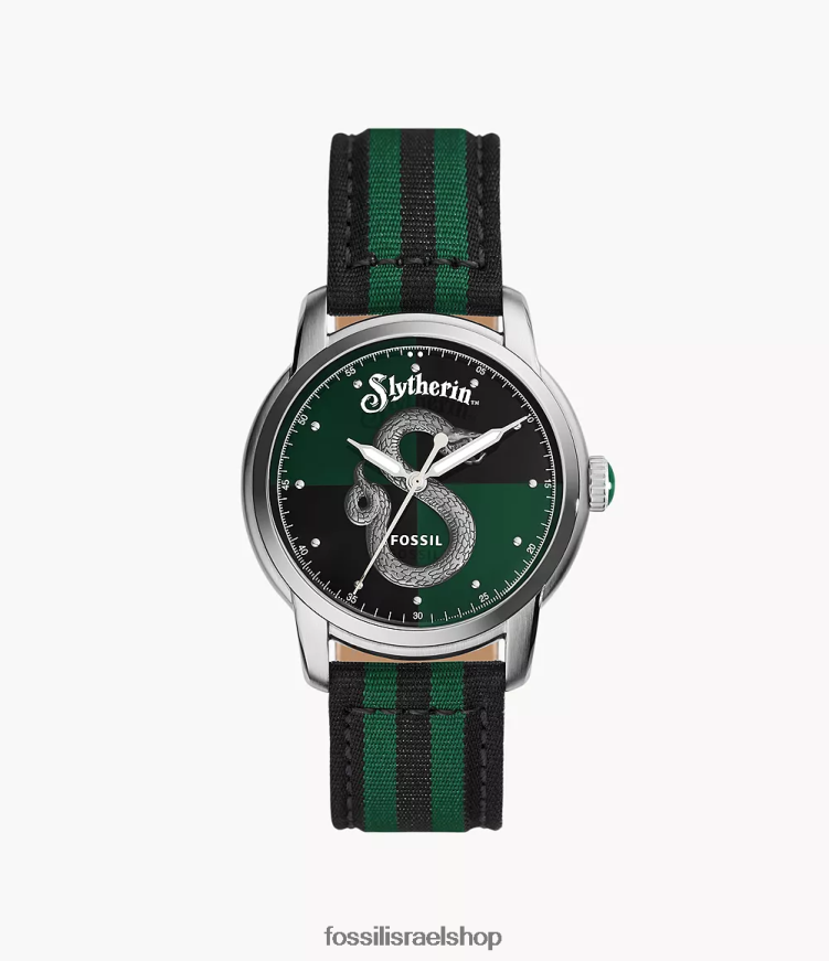 Fossil נשים מהדורה מוגבלת של הארי פוטר שעון ניילון סלית'רין תלת ידיים L8J0B6182 אבזר ירוק שחור