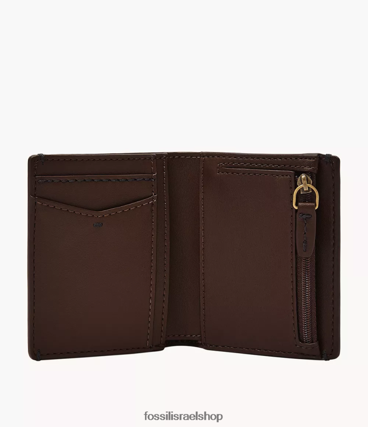 Fossil גברים יהושע כיס מטבע דו-כיס L8J0B61828 ארנק חום כהה