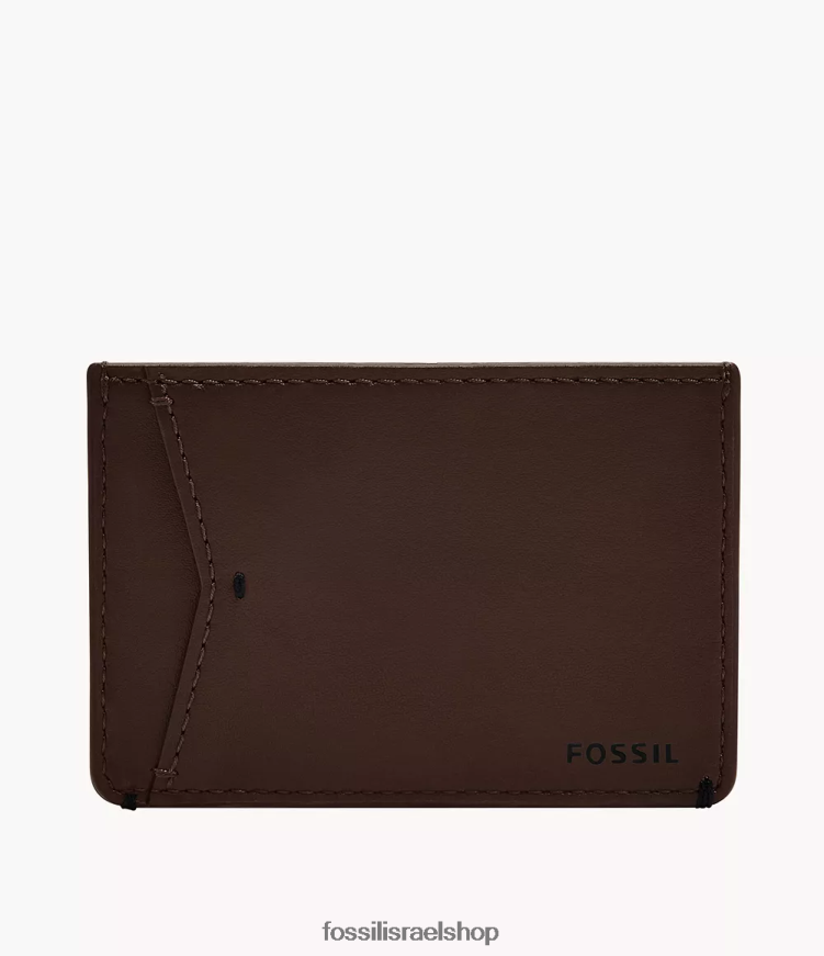 Fossil גברים נרתיק כרטיס ג'ושוע L8J0B61831 ארנק חום כהה