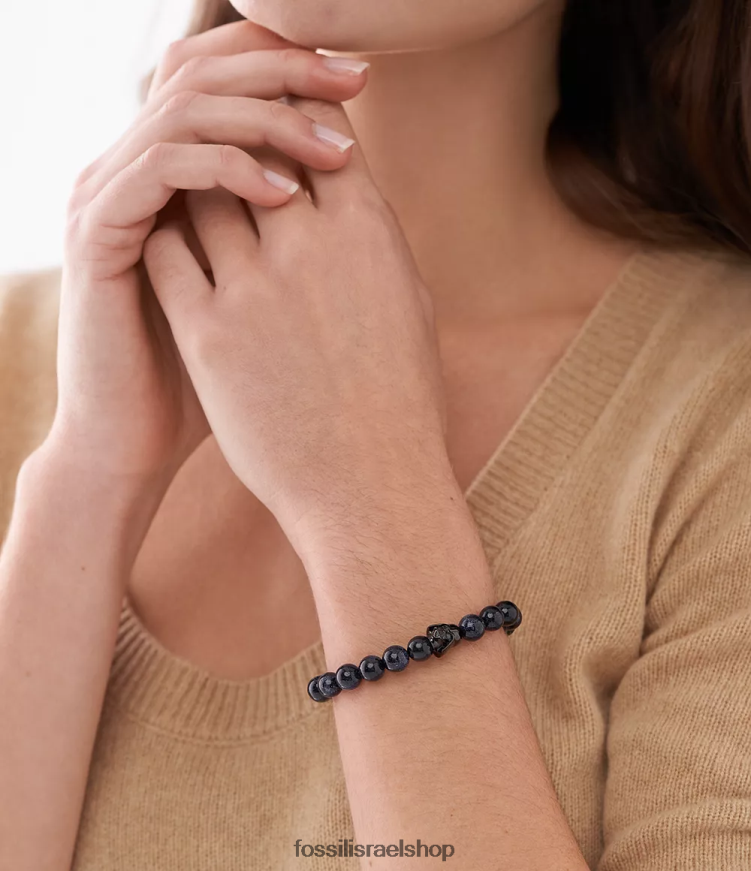 Fossil גברים מלחמת הכוכבים דארת' ויידר צמיד חרוזים L8J0B61844 תכשיט אבן חול כחולה