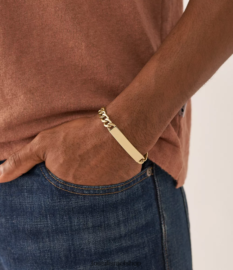 Fossil גברים צמיד שרשרת נירוסטה מצויר L8J0B61846 תכשיט גוון זהב