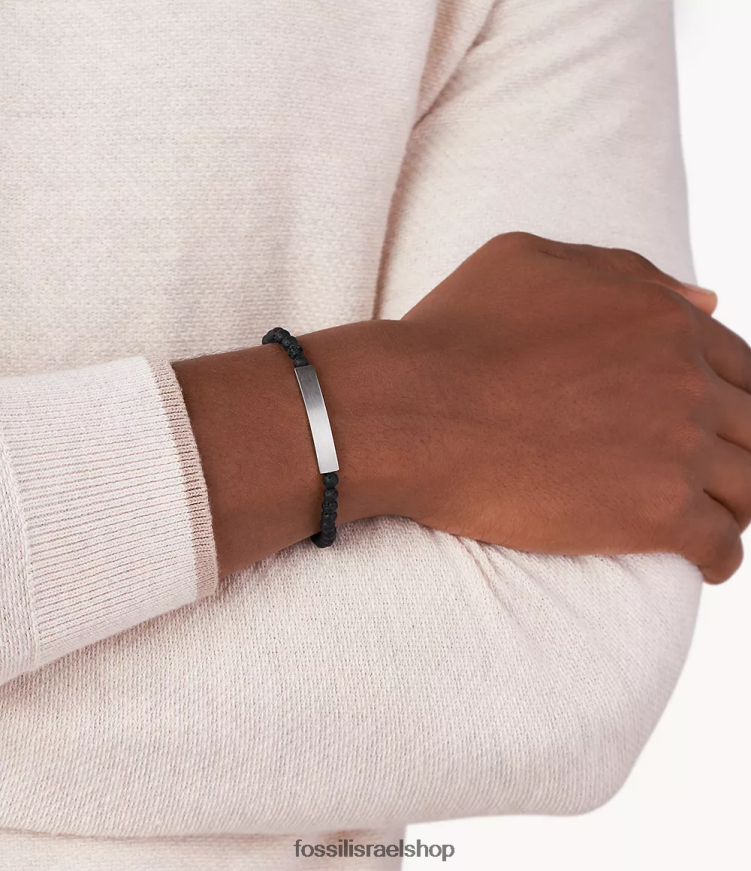 Fossil גברים צמיד אבן לבה פלאק L8J0B61848 תכשיט בגוון כסף