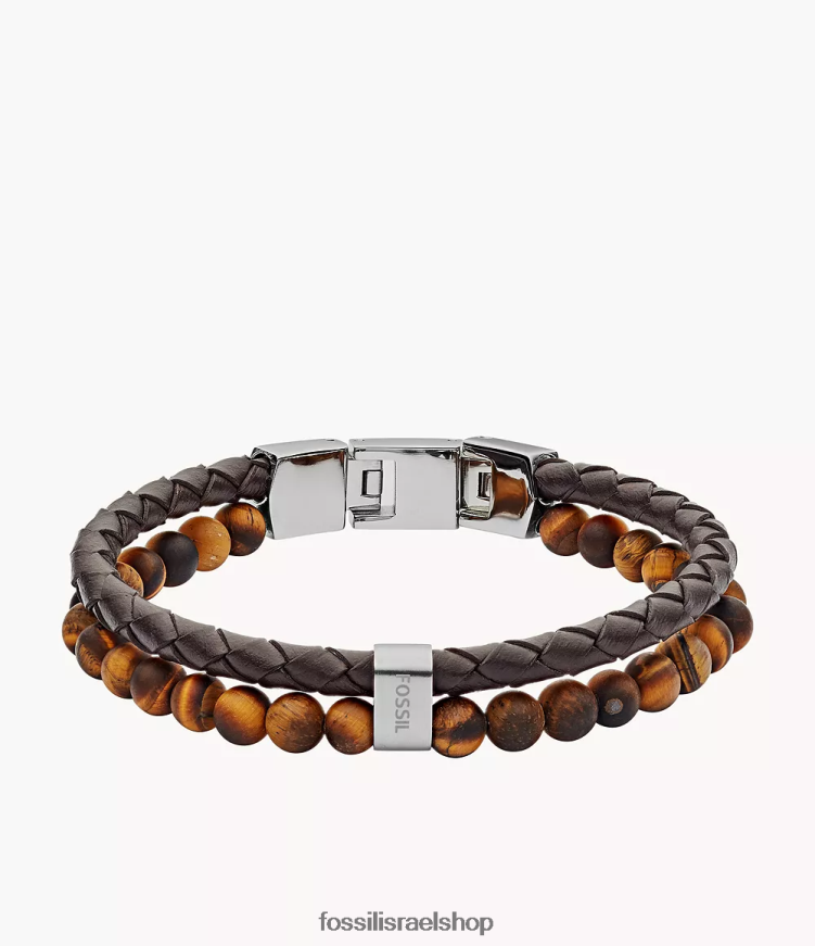 Fossil גברים צמיד עור L8J0B61849 תכשיט עין נמר וחום