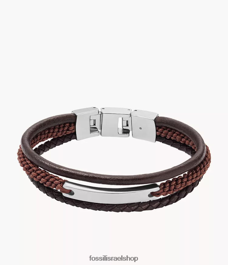Fossil גברים צמיד רב גדילי עור L8J0B61851 תכשיט חום