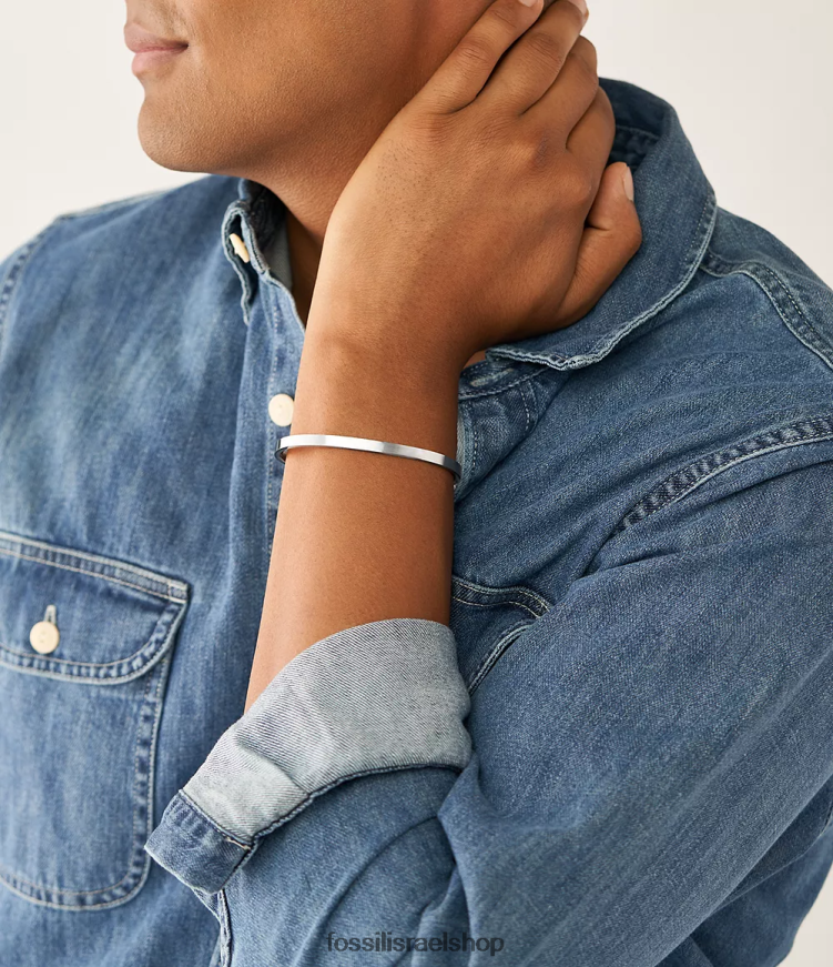 Fossil גברים צמיד שרוול מודרני של אמריקנה מנירוסטה L8J0B61853 תכשיט בגוון כסף