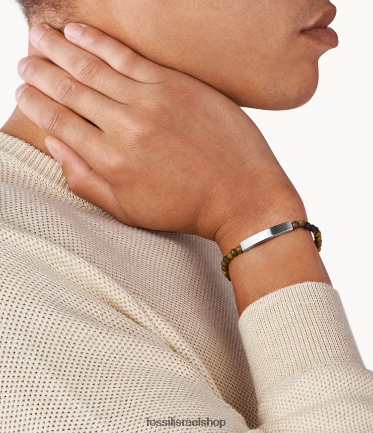 Fossil גברים צמיד חרוזים L8J0B61854 תכשיט עין נמר