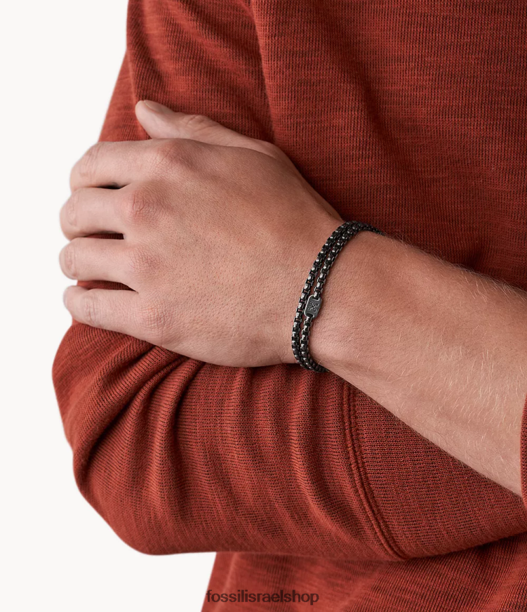 Fossil גברים צמיד שרשרת נירוסטה קז'ואל וינטג' L8J0B61858 תכשיט בגוון כסף