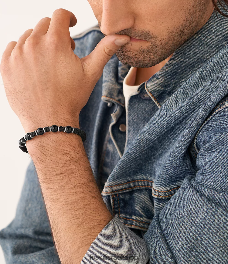 Fossil גברים צמיד חרוזי אוניקס L8J0B61867 תכשיט שָׁחוֹר