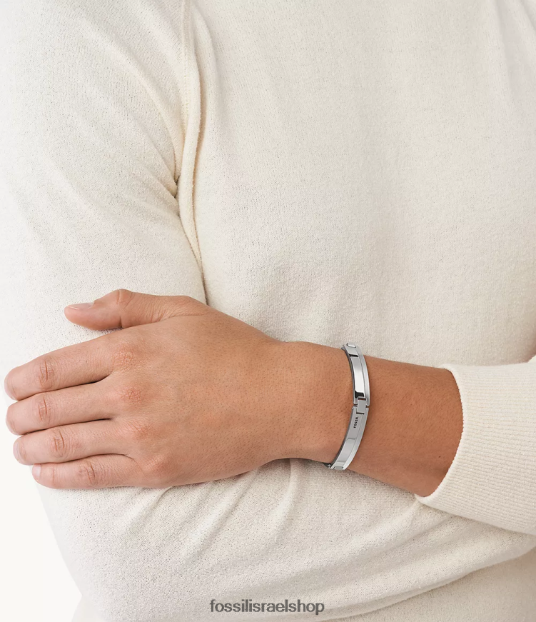 Fossil גברים צמיד תחנה מנירוסטה שברון L8J0B61869 תכשיט בגוון כסף