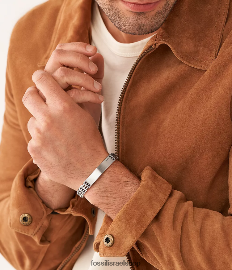 Fossil גברים צמיד שרשרת נירוסטה L8J0B61883 תכשיט בגוון כסף