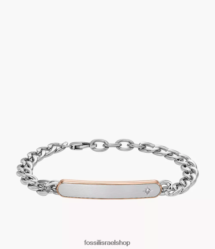 Fossil גברים צמיד שרשרת קלאסי מנירוסטה L8J0B61888 תכשיט דו-גוני