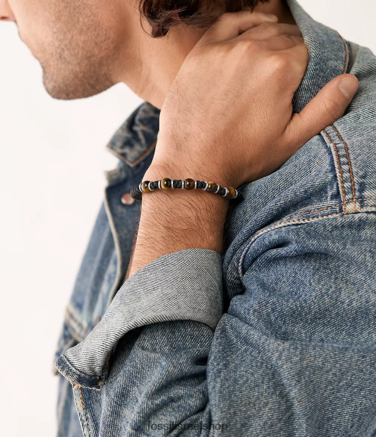 Fossil גברים צמיד חרוזים L8J0B61891 תכשיט עין נמר