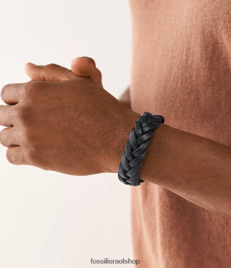 Fossil גברים צמיד רצועת עור חיוניים מעור L8J0B61897 תכשיט חיל הים