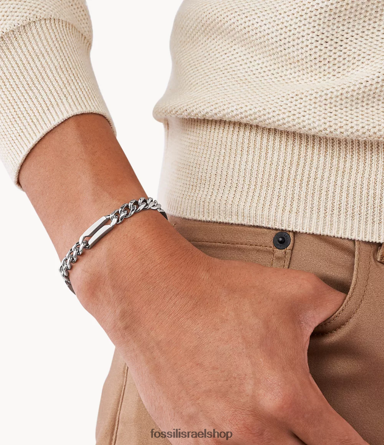 Fossil גברים צמיד שרשרת נירוסטה L8J0B61899 תכשיט בגוון כסף