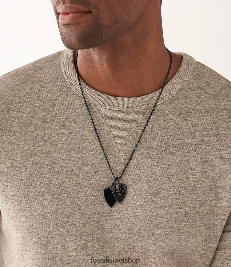 Fossil גברים שרשרת מלחמת הכוכבים דארת' ויידר דוג תג L8J0B61900 תכשיט אבן חול כחולה