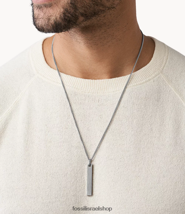 Fossil גברים שרשרת תליון מפלדת אל חלד וינטג' קז'ואל L8J0B61901 תכשיט בגוון כסף