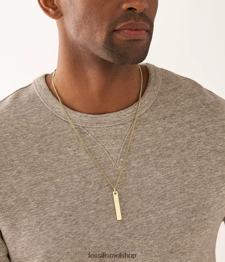 Fossil גברים שרשרת שרשרת נירוסטה מצוירת L8J0B61903 תכשיט גוון זהב