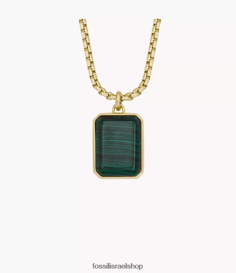 Fossil גברים כל שרשרת כלב תג מוערמת L8J0B61904 תכשיט מלכיט ירוק משוחזר