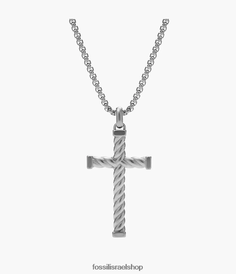 Fossil גברים רגעים משמעותיים שרשרת תליון צלב נירוסטה L8J0B61905 תכשיט בגוון כסף