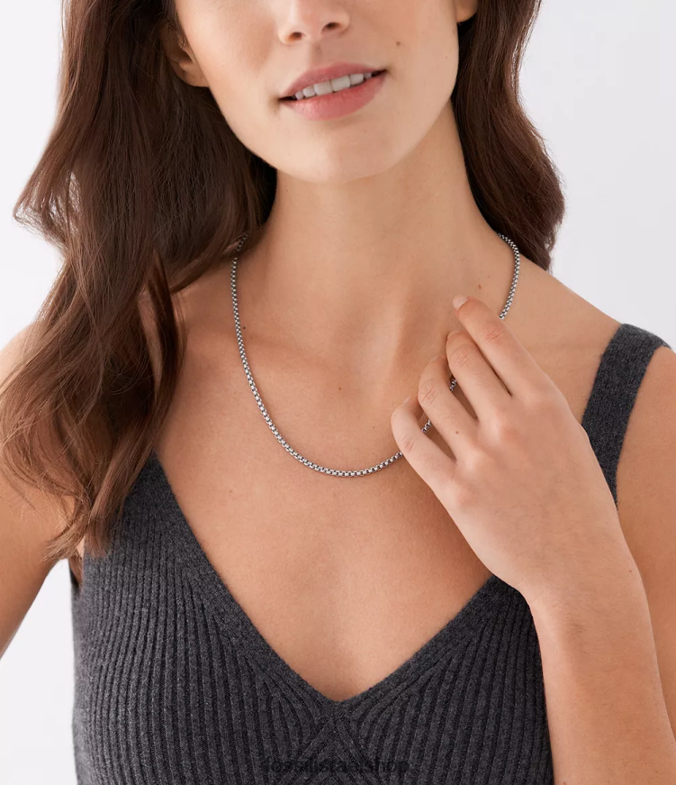 Fossil גברים שרשרת שרשרת נירוסטה מוערמת כולה L8J0B61906 תכשיט בגוון כסף