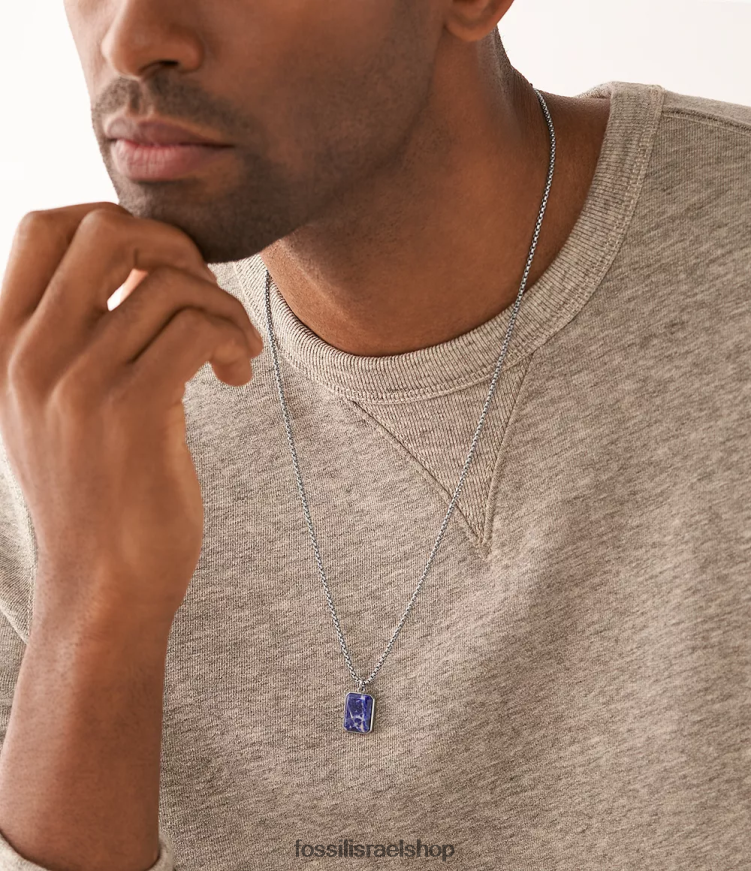 Fossil גברים כל שרשרת שרשרת סודליט מוערמת L8J0B61910 תכשיט כְּחוֹל