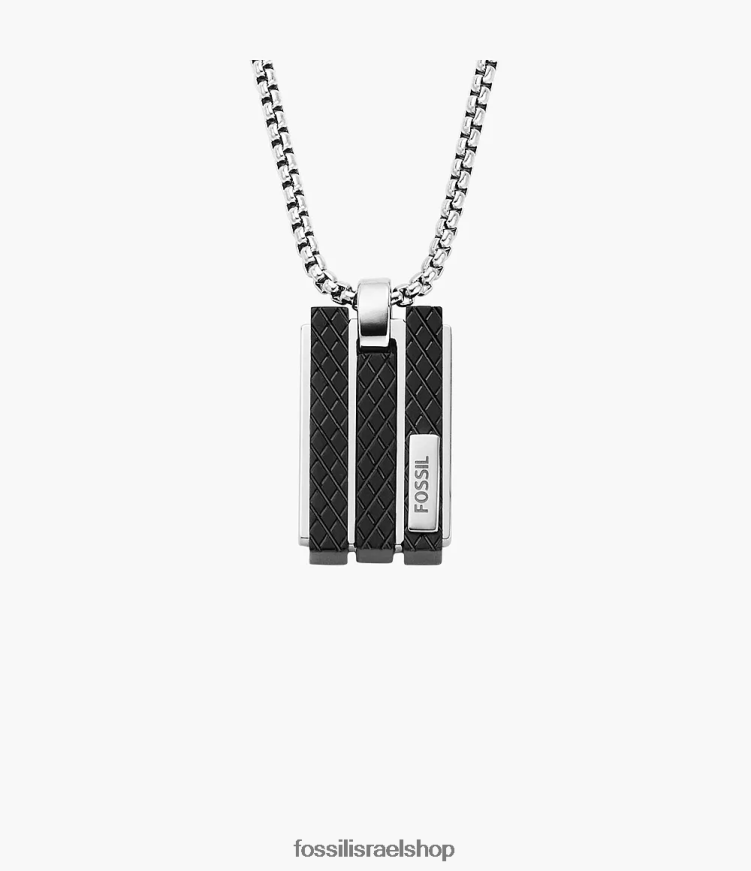 Fossil גברים שרשרת תליון מנירוסטה פלאק בעל מרקם L8J0B61916 תכשיט בגוון כסף