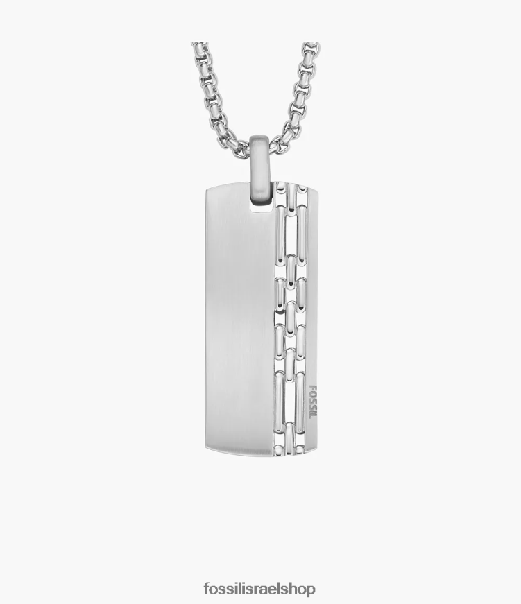 Fossil גברים שרשרת כלבים מנירוסטה L8J0B61918 תכשיט בגוון כסף