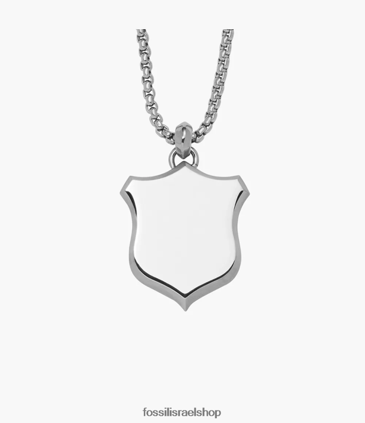 Fossil גברים שרשרת תליון מנירוסטה מגן מורשת L8J0B61922 תכשיט בגוון כסף