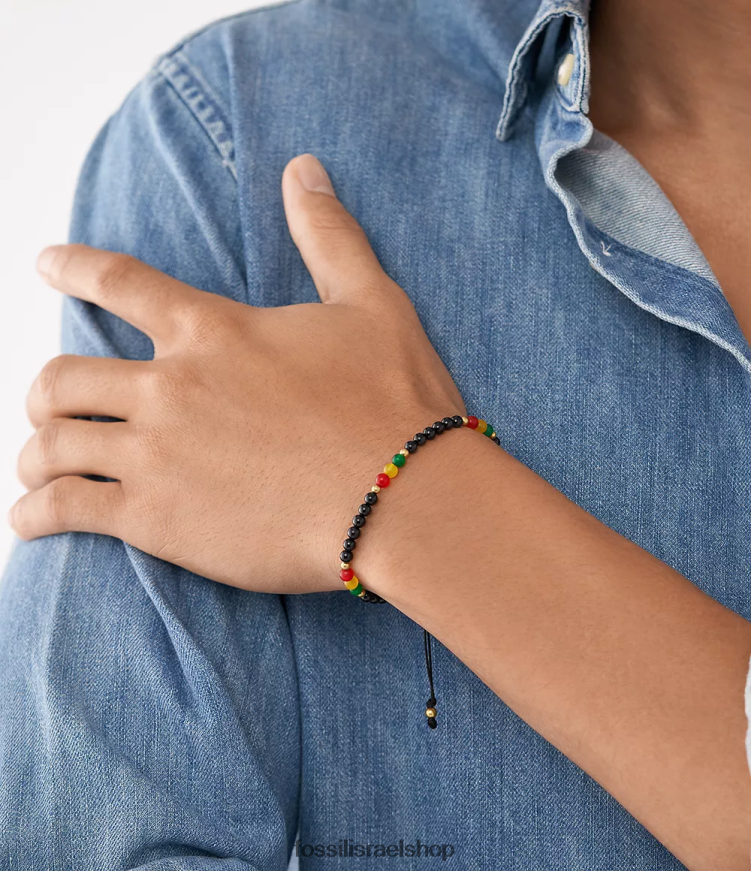 Fossil גברים חודש היסטוריה צמיד חרוזי אוניקס וג'ייד L8J0B61942 תכשיט שָׁחוֹר