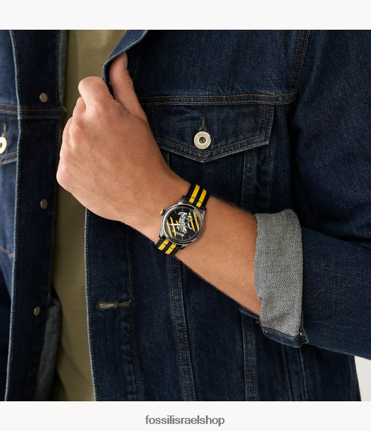 Fossil נשים מהדורה מוגבלת שעון ניילון הארי פוטר תלת ידיים L8J0B6194 אבזר שחור צהוב