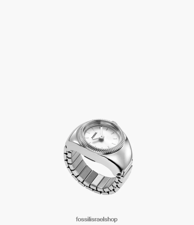 Fossil נשים טבעת שעון נירוסטה דו-ידית L8J0B621 טבעת שעון בגוון כסף