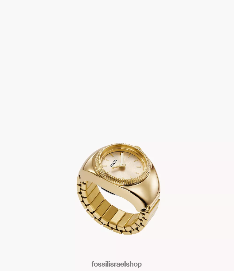 Fossil נשים טבעת שעון נירוסטה דו-ידית L8J0B622 שעון גוון זהב