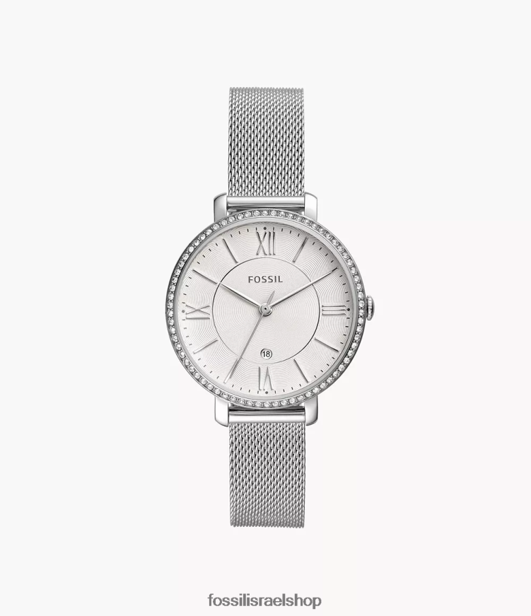 Fossil נשים שעון נירוסטה בעל שלוש ידיים של ג'קלין L8J0B625 שעון גוון כסף