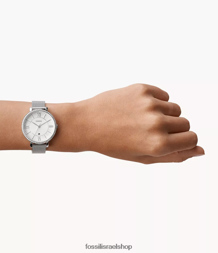 Fossil נשים שעון נירוסטה בעל שלוש ידיים של ג'קלין L8J0B625 שעון גוון כסף