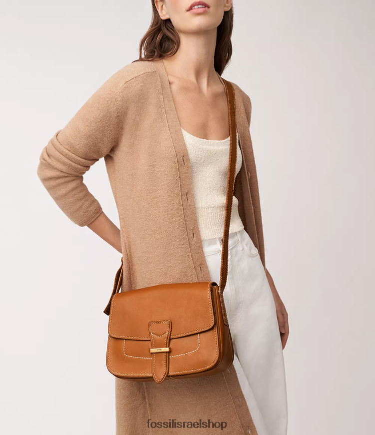 Fossil נשים דש טרמונט מוצלב L8J0B6284 תיק קוניאק