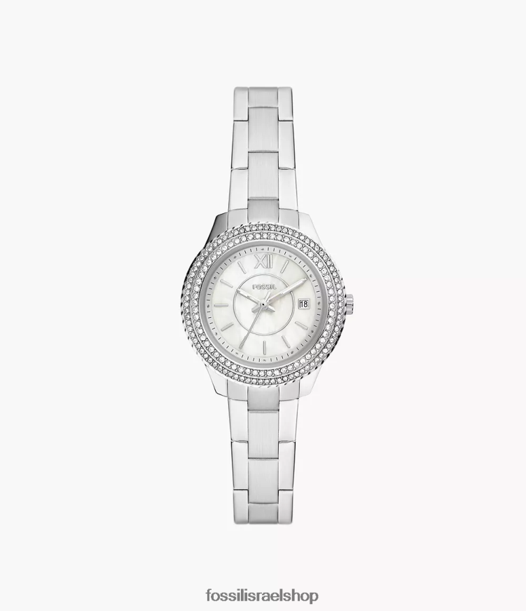 Fossil נשים סטלה שעון נירוסטה בעל שלוש ידיים L8J0B631 שעון בגוון כסף