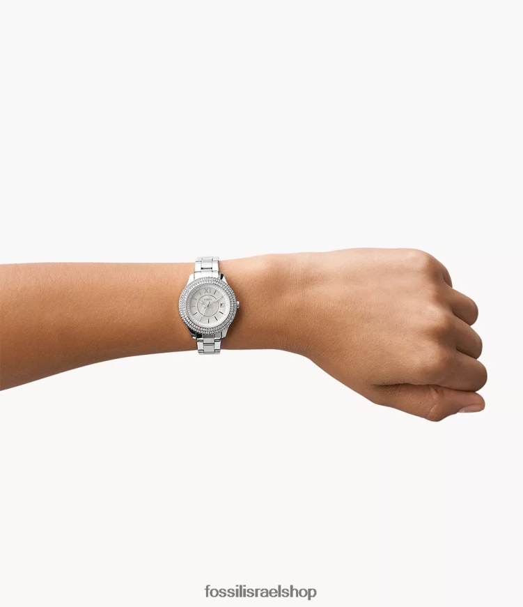 Fossil נשים סטלה שעון נירוסטה בעל שלוש ידיים L8J0B631 שעון בגוון כסף